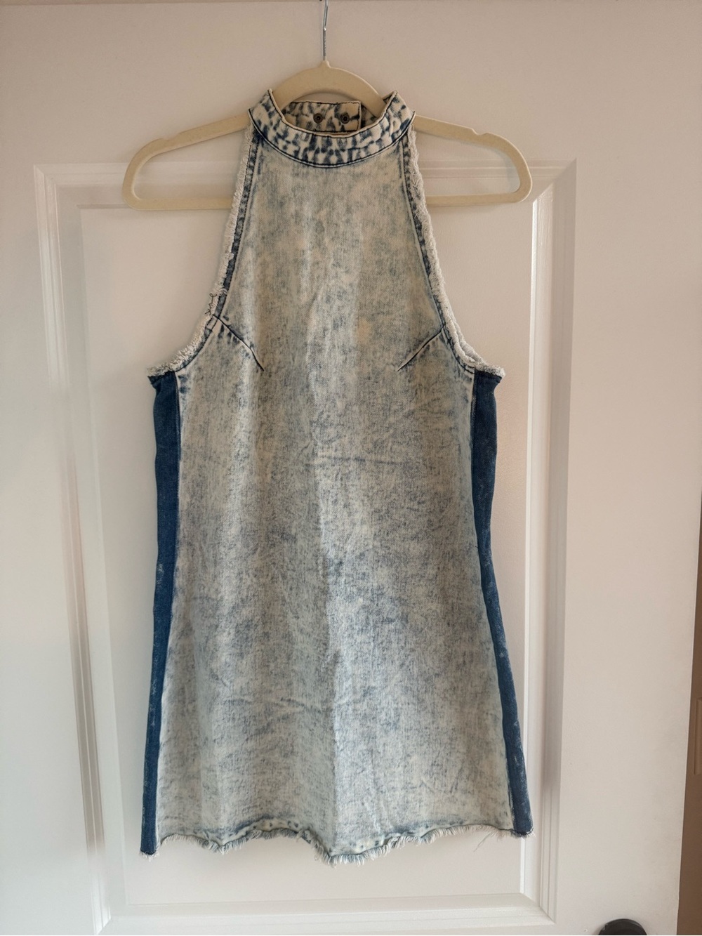 Acid Wash Denim Halter Dress - RE:DENIM